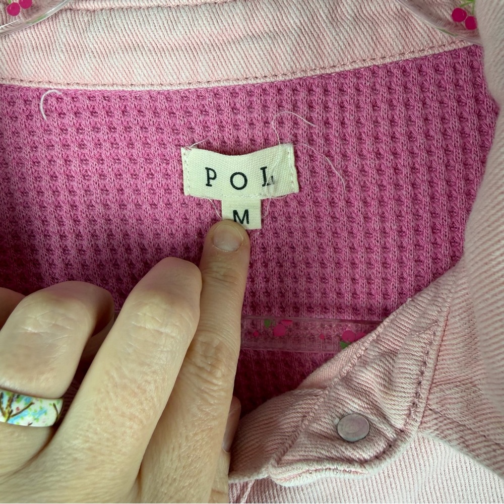 Pol Pink Patchwork Distressed Shacket Grunge Croc… - image 7